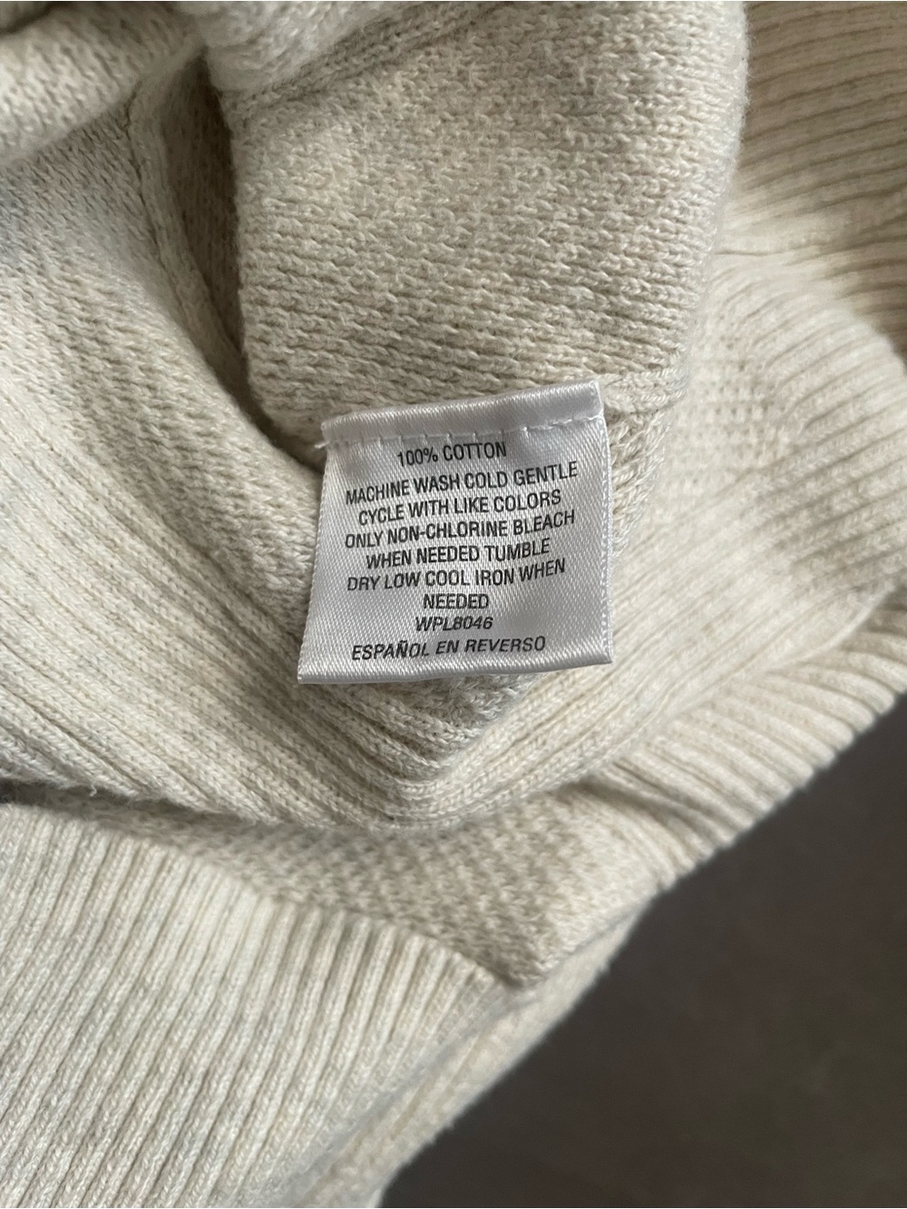 INC International Concepts Cream Ribbed Knit V-Neck Sweater Size M 100% Cotton - Picture 8 of 9
